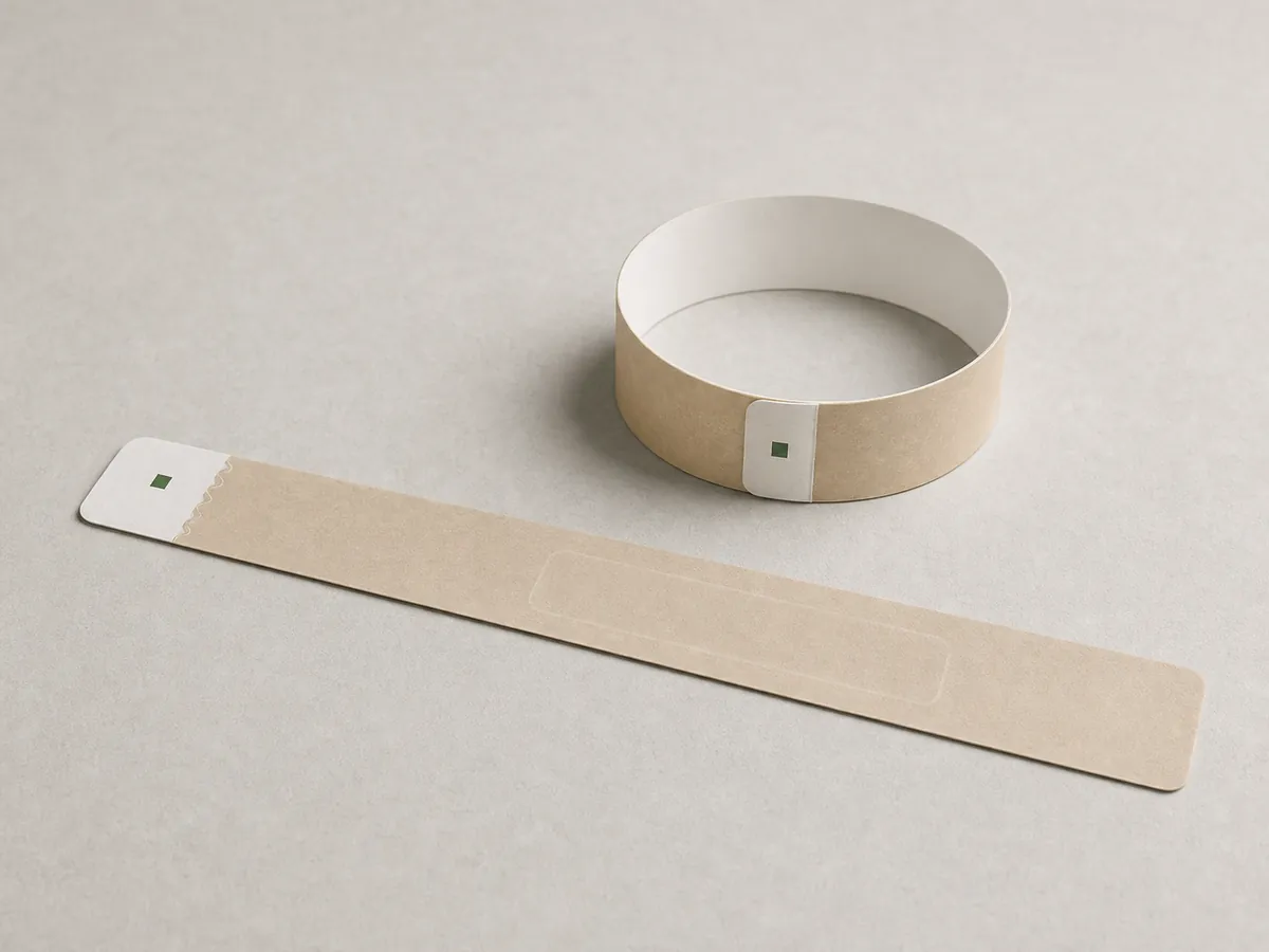 Coated paper wristband, product photograph